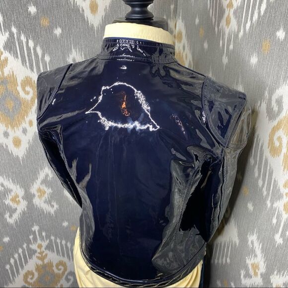 Ralph Lauren Midnight Blue Patent Leather Calfskin Moto Jacket - Picture 3 of 16